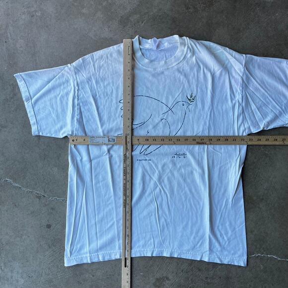 VINTAGE PABLO PICASSO DOVE OF PEACE BIRD ART TEE WHITE SHIRT MENS XL SUCCESSION - Picture 3 of 5
